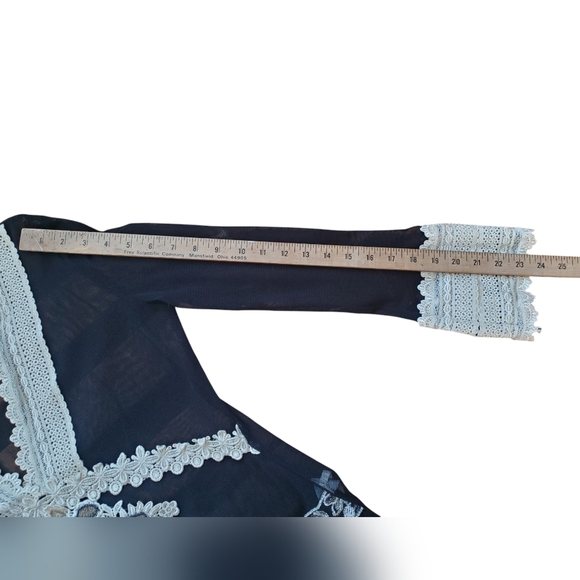 Paradiso Sheer Blouse. Black with lace and bead embellishments. LG - Picture 13 of 13